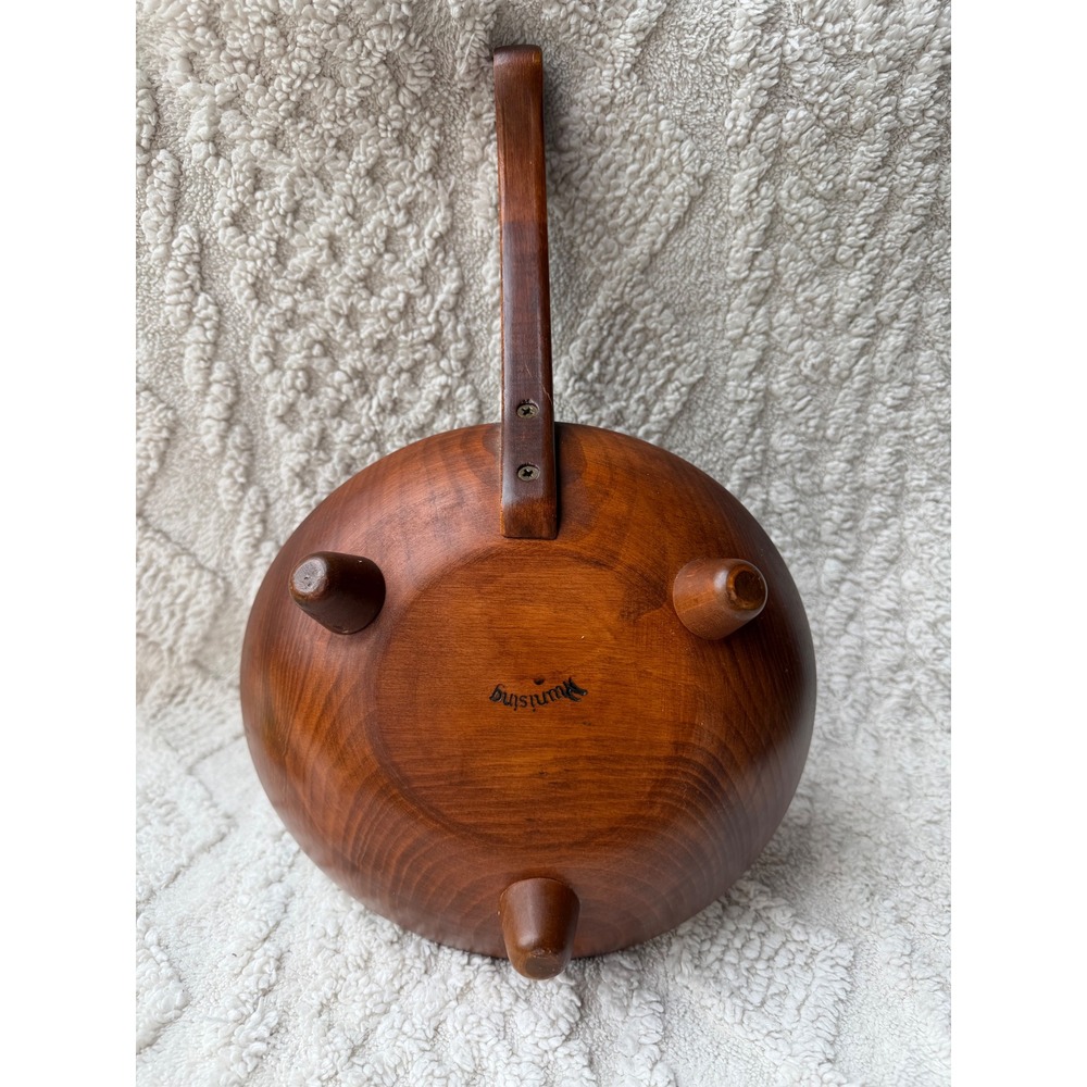 Munising Woodenware Handled Footed Bowl Vintage Mid Century Maple Serving Dish